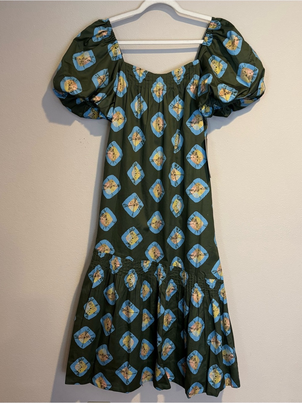 Tuckernuck Olive and Aqua Diamond Clary Dress